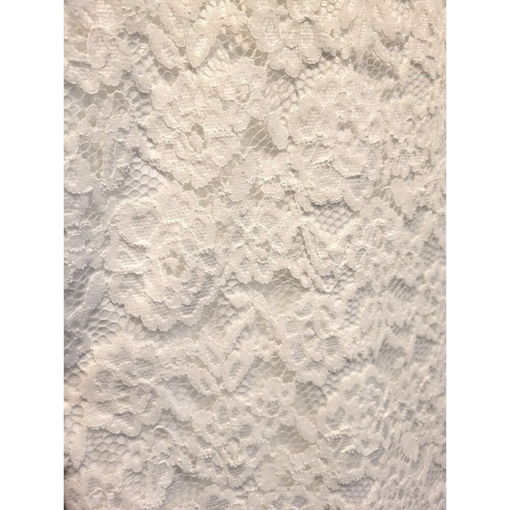 Likely Mari White Midi Dress Sz 4 Sleeveless Lace Feathers Empire Waist - Picture 5 of 9